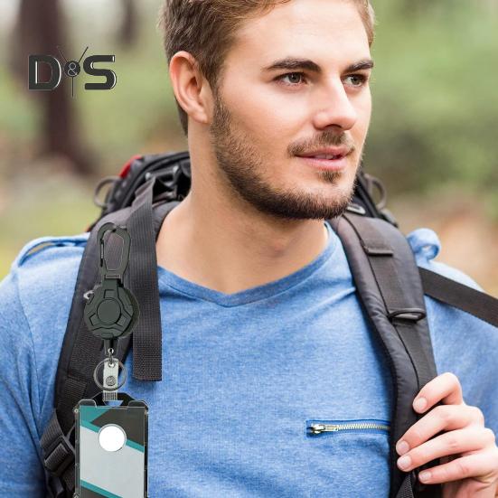 Card Cover Heavy Duty Retractable Badge Reel ID Badge Holder with Anti-lost Breakaway Lanyard Retractable Key Chain Carabiner Hard Shell Card Sleeve