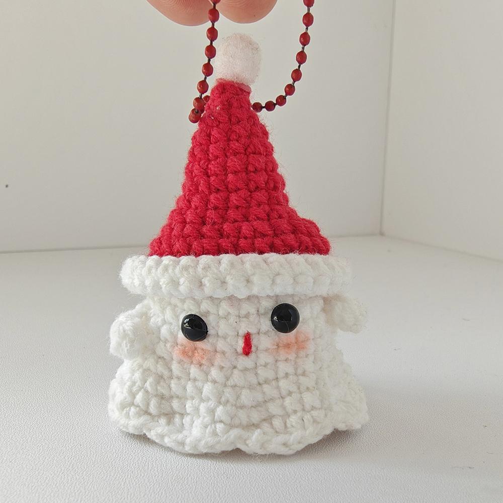 Funny Crochet Elk Deer Hat Ghost Doll Pendant Home Room Decoration Cute Handmade Knitted Xmas Tree Ghost Doll Christmas Gifts