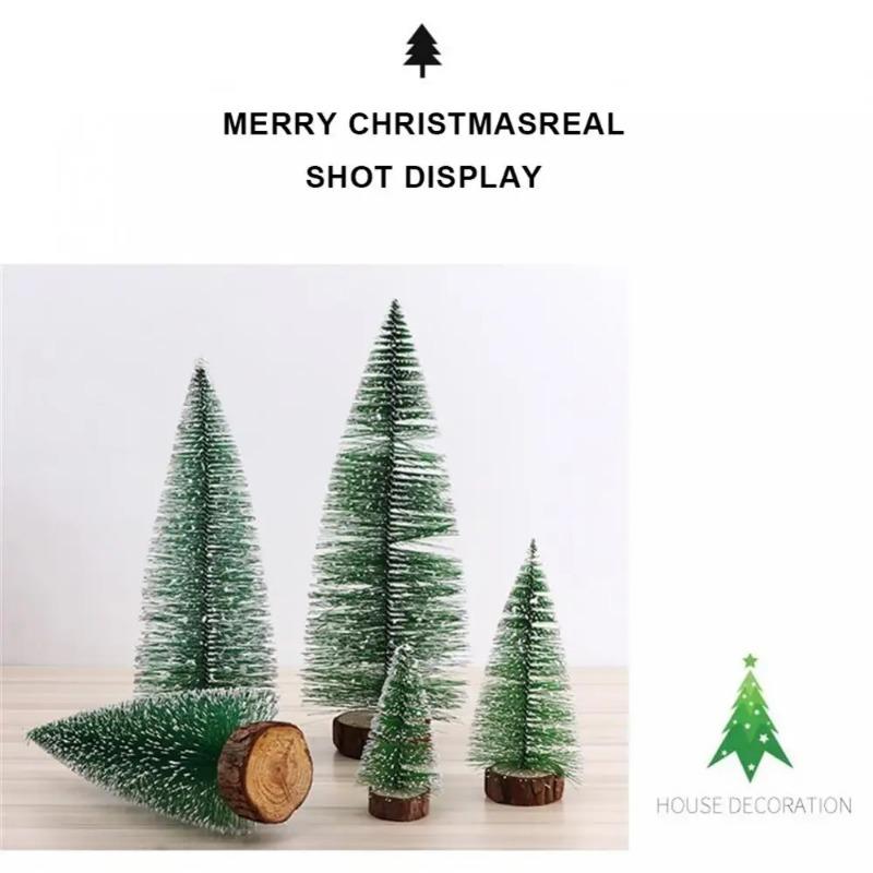 DIY Мини Рождественская елка Сизаль Кедр Настольная Снежинка Сосновые Иголки Украшения Маленькие Белые Сосны Рождественские Украшения Украшенные
