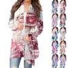 Women's Fashion Casual Christmas  Print Medium Length Cardigan Jacket Coat