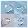 Регулируемое кольцо с милыми животными, ювелирные изделия, открытые кольца для влюбленных пар, дамы, подарки на День святого Валентина