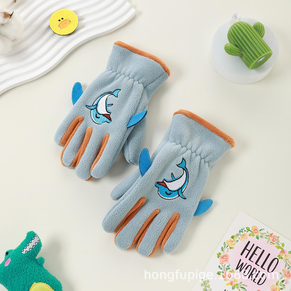 Add Fleece In Autumn and Winter Olympic Fleece Primary School Students Cycling Skin Friendly Outdoor Warm and Cold Proof Cute Gloves