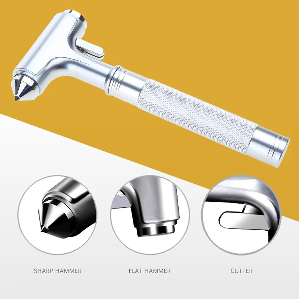 Car Safety Hammer Car Window Breaker Emergency Hammer Seat Belt Cutter Car Tool Life-saving Escape Hammer Aluminum Alloy