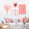 Valentine's Day Pink Heart Wall Art Simple Nordic Canvas Painting Boho Holiday Gift Ladies Poster For Living Room Decoration