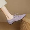 Fashion 2025 New Hot Sale Low Heel Lace Up Genuine Leather Sheep Suede Pumps Women Daily Walk Flats Young Girls Casual Autumn Shoes