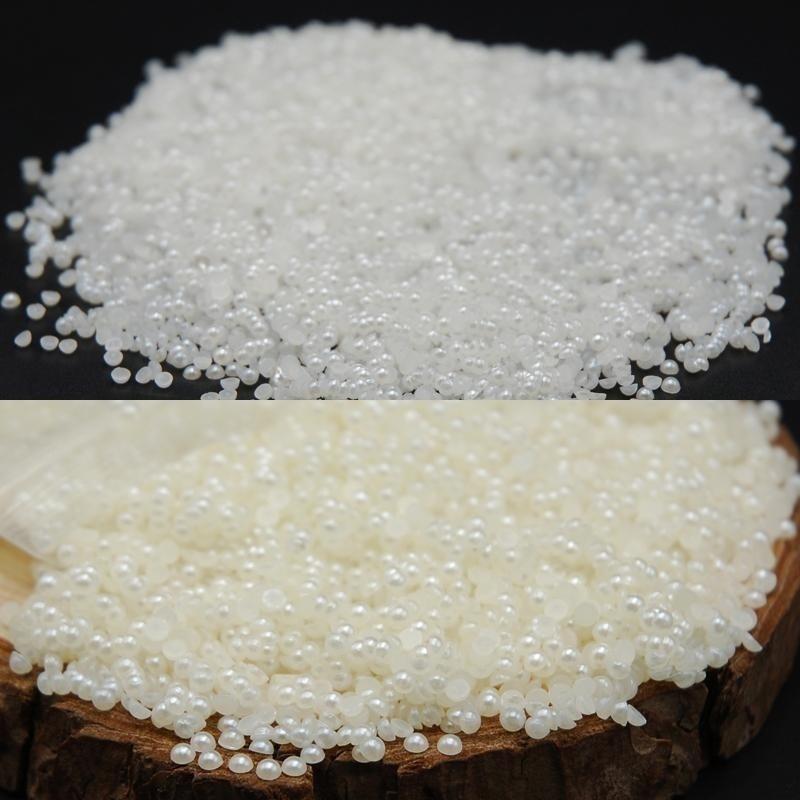 2000pcs 2mm 3mm 4mm Shiny White/Beige Half Round Pearl Beads Flat Back Gems Resin Pearl Beads Nail A