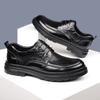2025 Summer Hollow Breathable Business Korean Dress Shoes for Men Solid Color Lace Platform Cow Leather Shoes Man