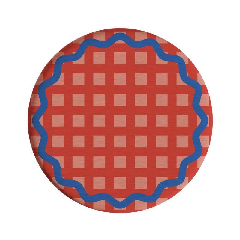 Round plaid hard diatom mud coffee tea coaster thermal insulation pad office non-slip absorbent pad