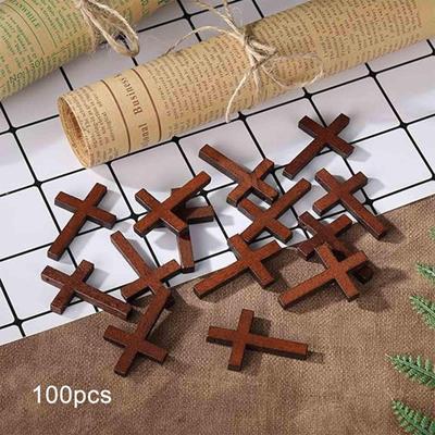 100 шт., деревянные подвески-крестики, модные маленькие подвески для DIY ожерелья, браслета
