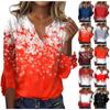 Blouses For Women Dressy Casual 3/4 Sleeve Flare Sleeve Shirt Christmas Print Tops Vintage Tees Tunic Fall Clothes
