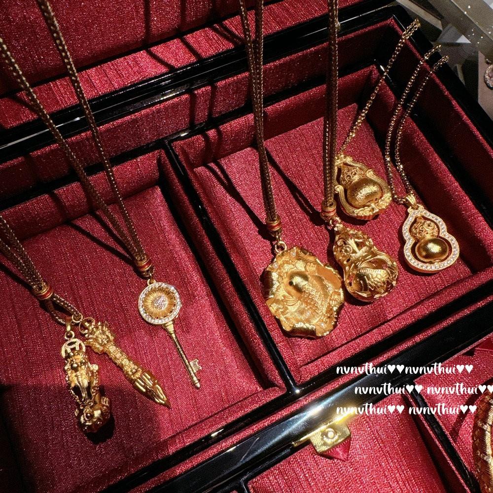 Ancient Gold Filigree Chiseled Pixiu Pendant Necklace, New Chinese Style, Rich Woman Hammer Lotus Leaf Gourd Fulu Rope Chain