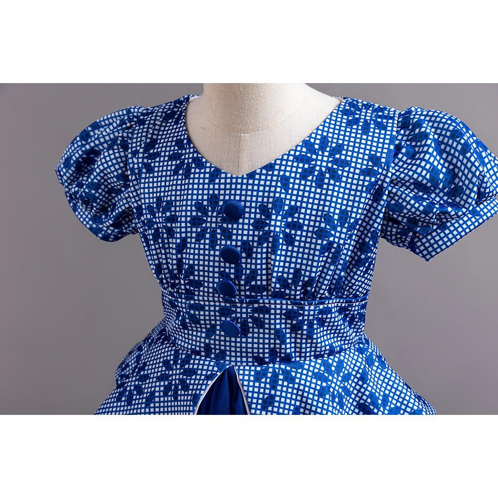 Children's Princess Dresses Thousand Birdie Patchwork Mesh Puffy Long Bubble Sleeve Girls' Stage Performance Dresses Girl's Favourite Dress