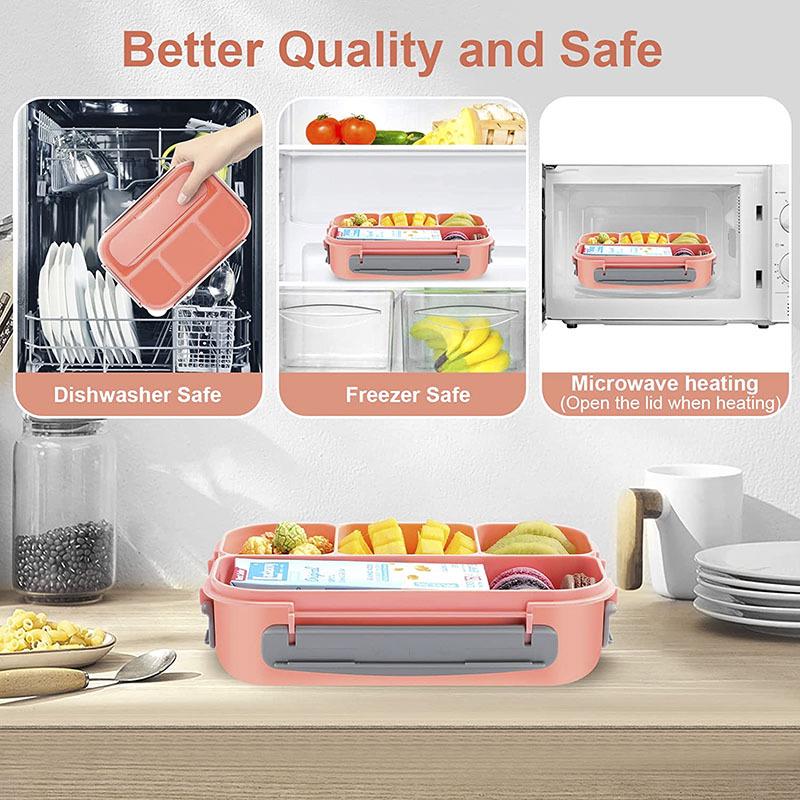 16-Piece Plastic Bento Lunch Box Set for Students with Microwave-Safe Compartments and Fruit Picks