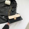 Retro Color Block Shoulder Bag 2024 New Trend Street Style Pu Material Medium Size