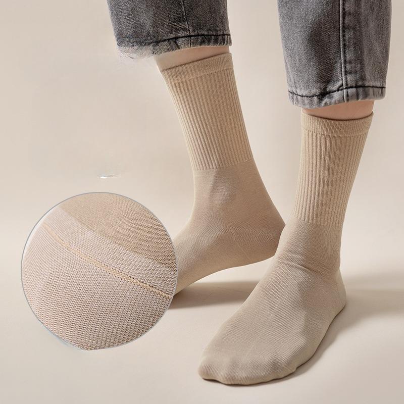Men's Autumn and Winter Simple Sports Socks, Gaobang Antibacterial and Anti-pilling Men's Mid-calf Socks, Plain Men's Socks