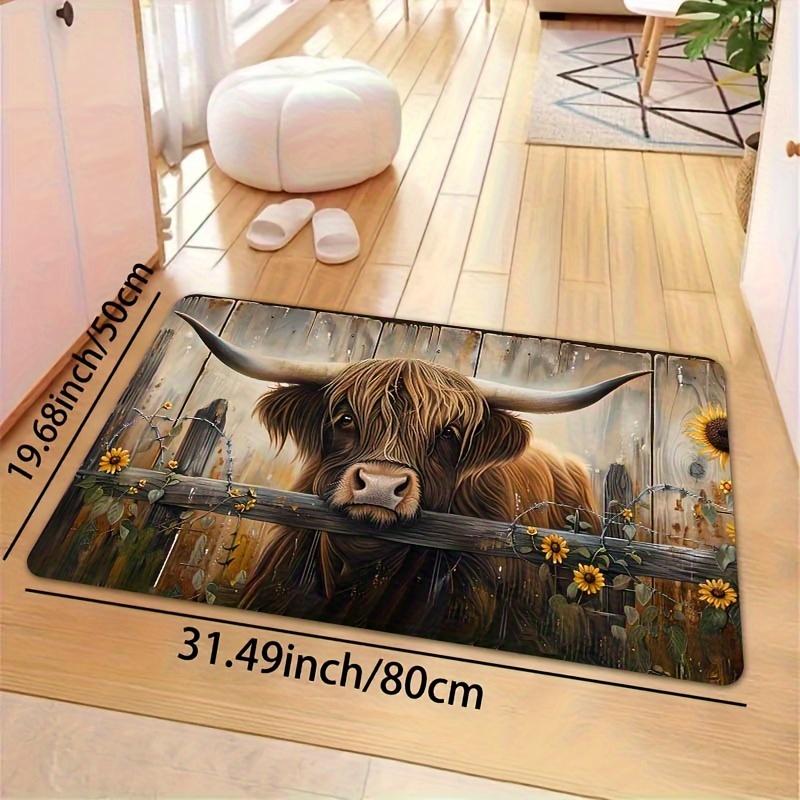 1Pcs Anti Fatigue Kitchen Rugs Cow Sunflower Waterproof Non-Slip Thick Cushioned Kitchen Mat Heavy Duty Comfort Standing Mat for Kitchen