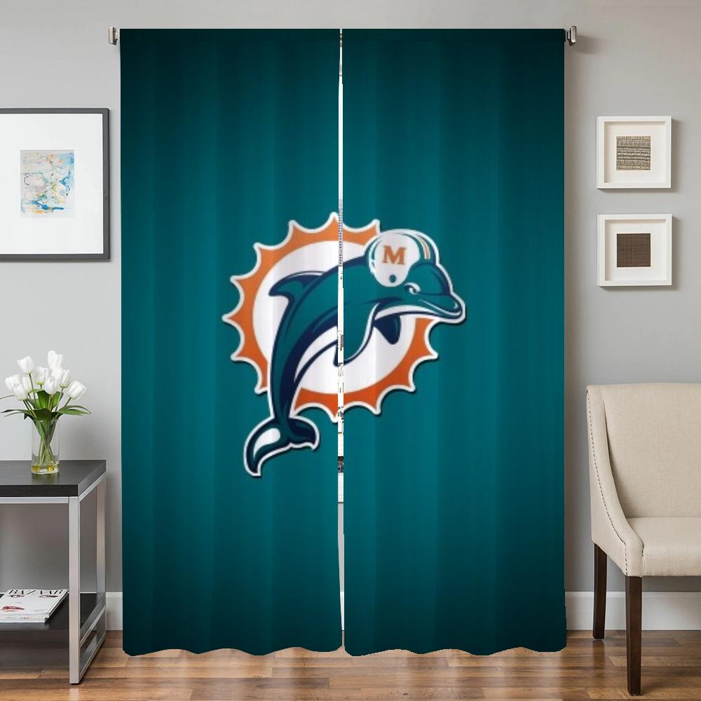 Window Kitchen Curtains For Living Room 2 Pieces Blackout Curtains Door Curtain Miami D-Dolphins Partition Bedroom Decoration