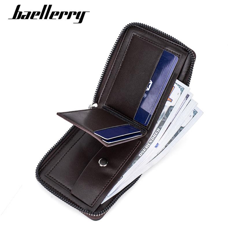 Baellerry Мужская мода RFID-защитный держатель для карт Винтажный дизайн Искусственный кошелек на молнии Сумки для денег