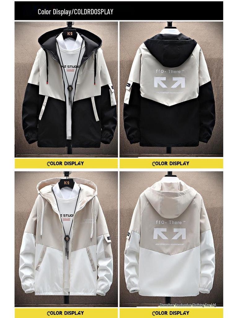 Мужская модная рабочая куртка с капюшоном в корейском стиле для подростков