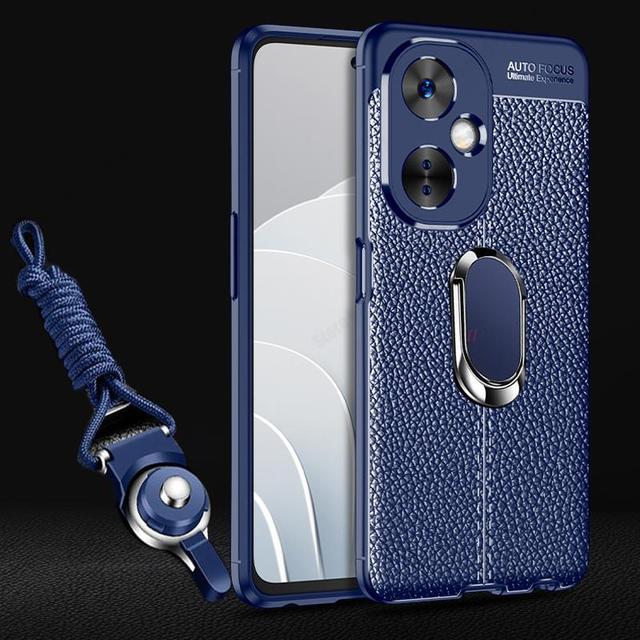 Мягкий силиконовый чехол с текстурой кожи личи для Oneplus Nord CE 3 Lite, чехол-держатель с магнитным кольцом для Nord CE3 Lite N30 со шнурком