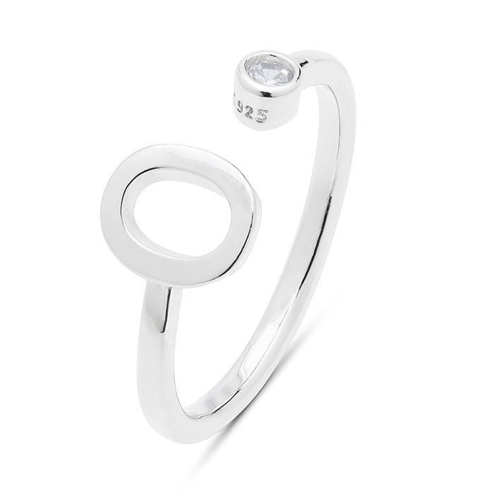 Bague - LUXENTER - Alphabet - Argent sterling 925 - Zircone cubique - Taille réglable