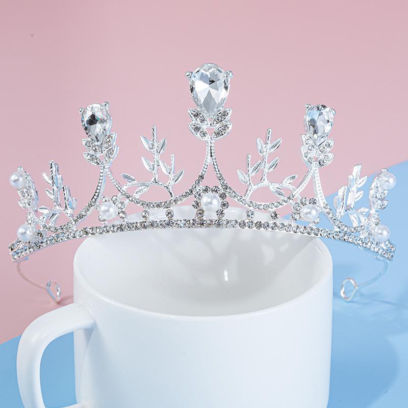 Детская корона-тиара принцессы для девочек, корона для выступлений с кристаллами, повязка на голову, детская открытка на день рождения, аксессуары для выступлений