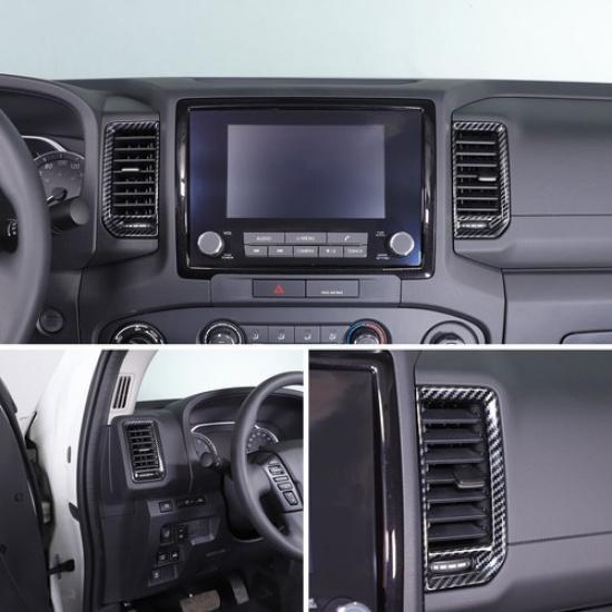 ABS Carbon fiber Center air outlet frame Trim Cover For Nissan Frontier +