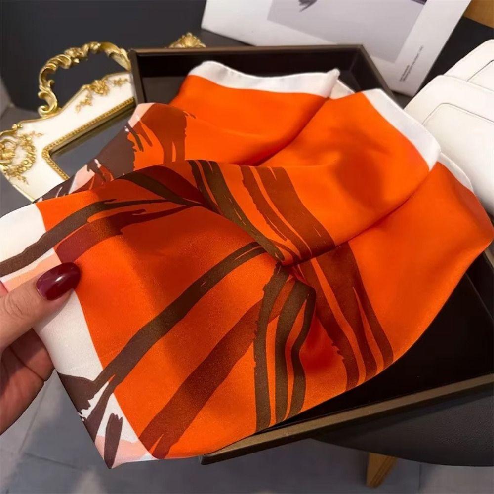 Polyester Lily Scarves Wrap Square Neckerchief Fashion Silk Hair Bands Female Accessories