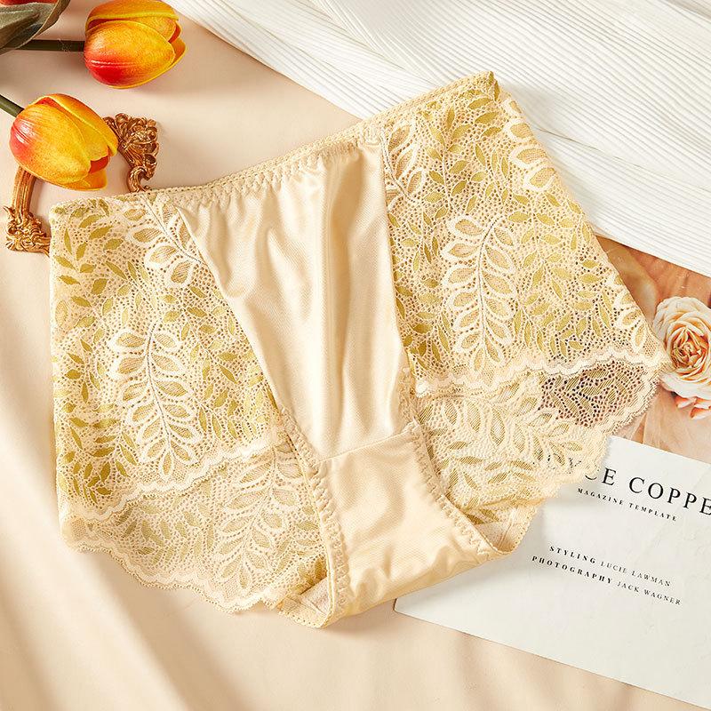 Плюс размер L-4XL Высокая талия Женские трусики Сексуальные кружевные полые трусики Нижнее белье Бесшовные женские трусы Ice Silk Splice Трусы