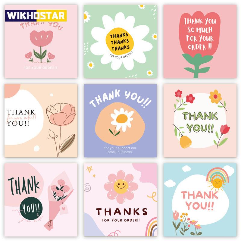 50pcs/Pack Mini Flower Thank You Cards for Gift Box Package Holiday Cards Bakery Flower Shop Small Businesses Decor Cards