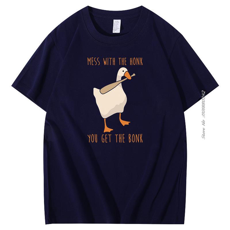Mess With The Honk You Get The Bonk Cotton Tshirt Design Untitled Goose Games Funny Graphic T Shirts Mens Short Sleeve Tshirt