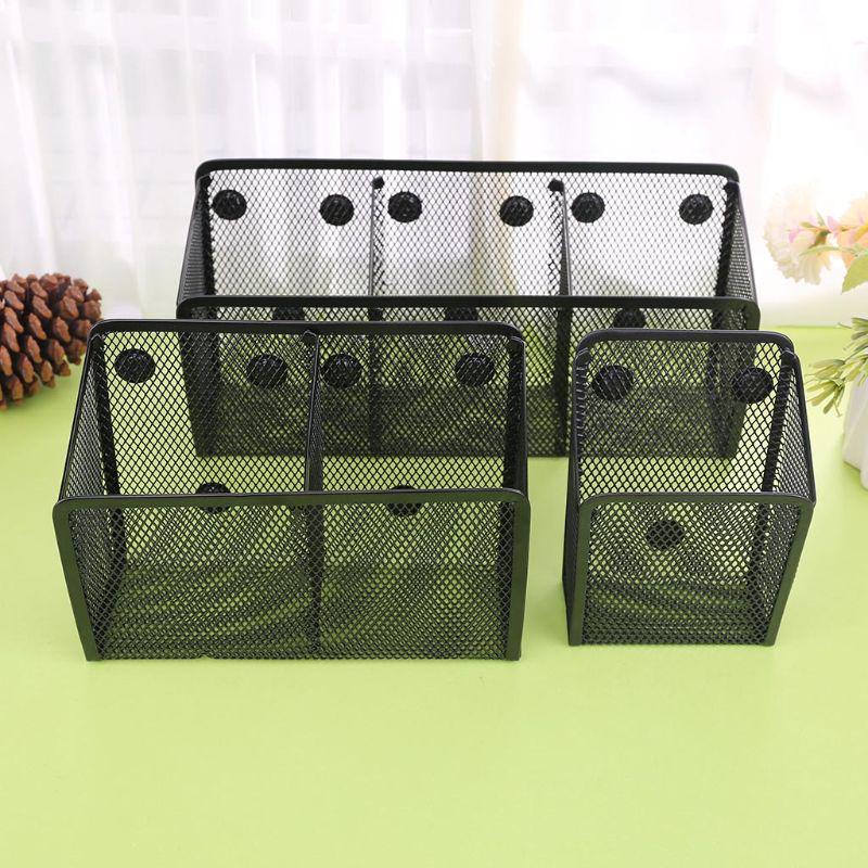 Metal Wire Mesh Magnetic Basket Storage Box Blackboard Chalk Pen Pencil Makeup
