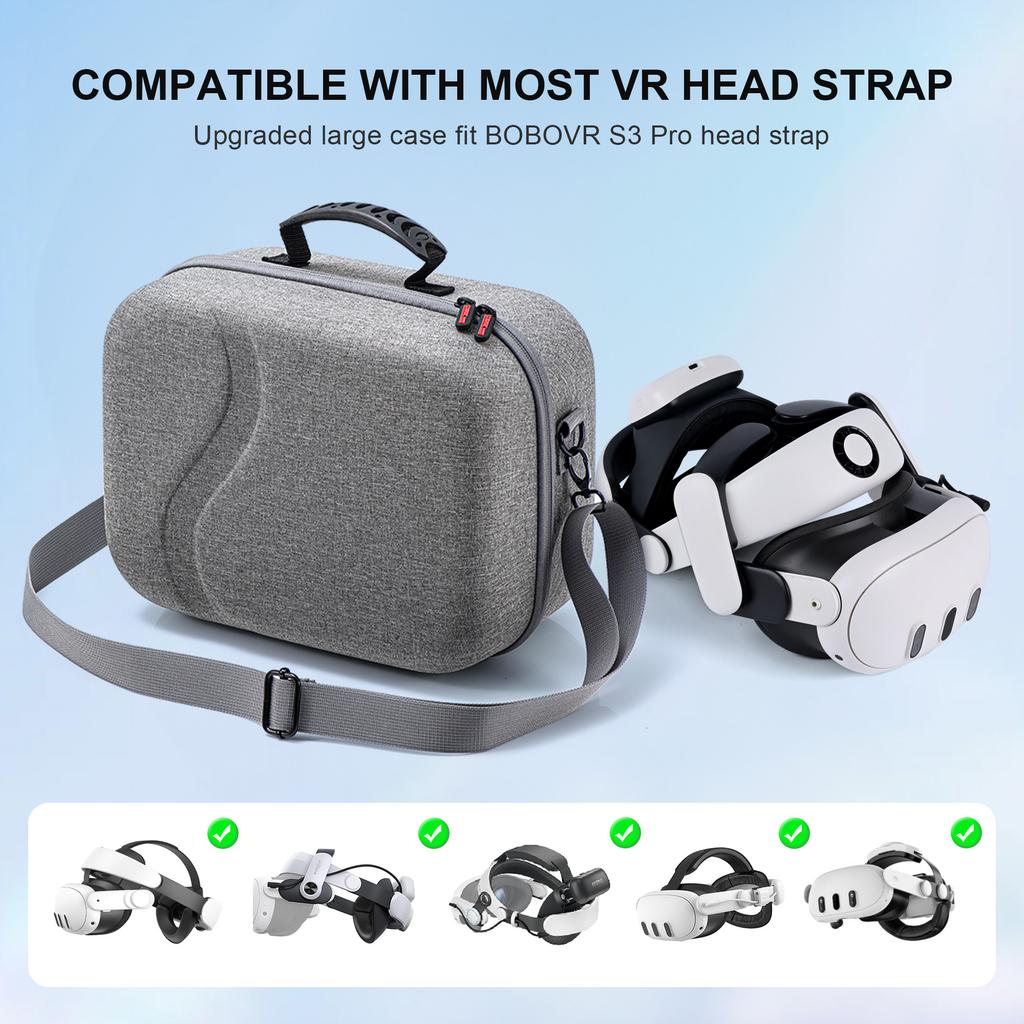 DEVASO Универсальный большой чехол для переноски для VR-гарнитуры Meta Quest 3/Ремешка для головы/Контроллеров, Сумка для хранения для VR-гарнитур всех размеров