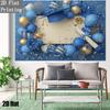 2D Graduation Backdrop Blue Gold Cap Diploma Balloon Confetti Blank Custom Photo Banner
