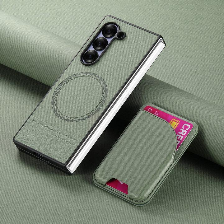 Чехол-книжка 2-в-1 с магнитной сумкой для карт, кожаная обложка для Samsung Z Fold 7 Fold6 Fold5 Fold4 Fold3, противоударный матовый чехол с Magsafe, Funda