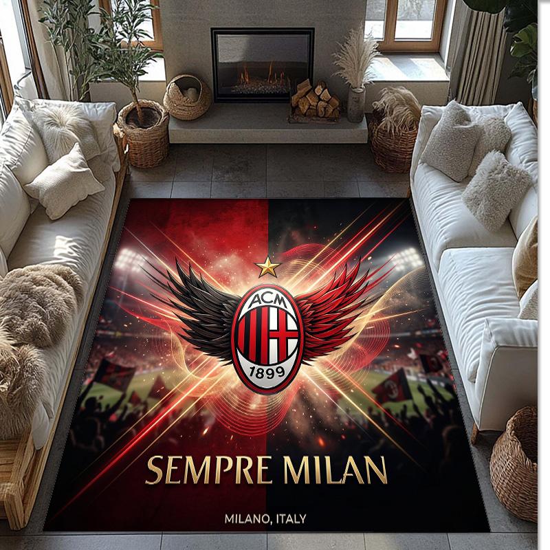 Фланелевый ковер с принтом AC Milan, нескользящий, мягкий, из полиэстера, для пола, декоративный коврик для спальни, гостиной, дивана, игровой комнаты, домашний декор