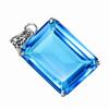 Natural Blue Topaz Pendant 91 ct Emerald Cut 925 Sterling Silver Gemstone Jewelry Gift