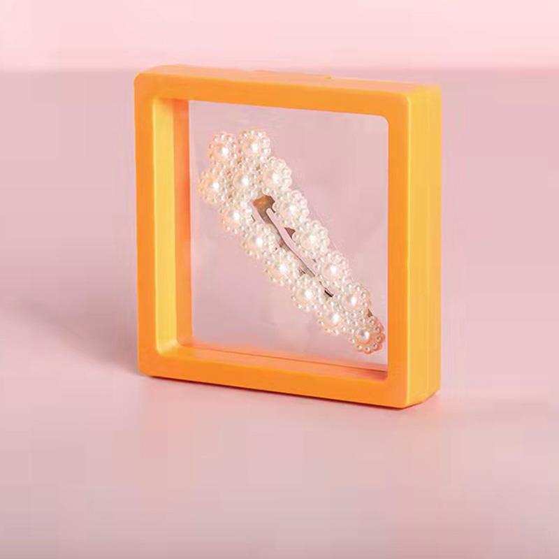 1Pc Frame Portable Jewelry Display Container Elastic Jewelry Case Dustproof Ring Casket Transparent Badge Storage PE Film