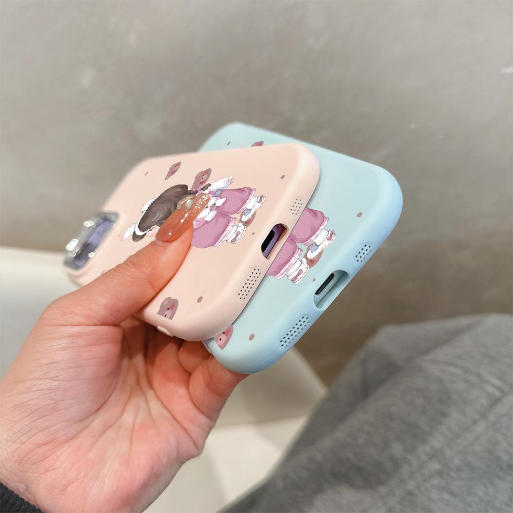 For OPPO A16 A38 A57 A58 A74 A78 A98 Reno8T Reno13F Realme C25S C53 C65 Cartoon Black Cat Silver Edge Soft Liquid Silicone Protective Casing