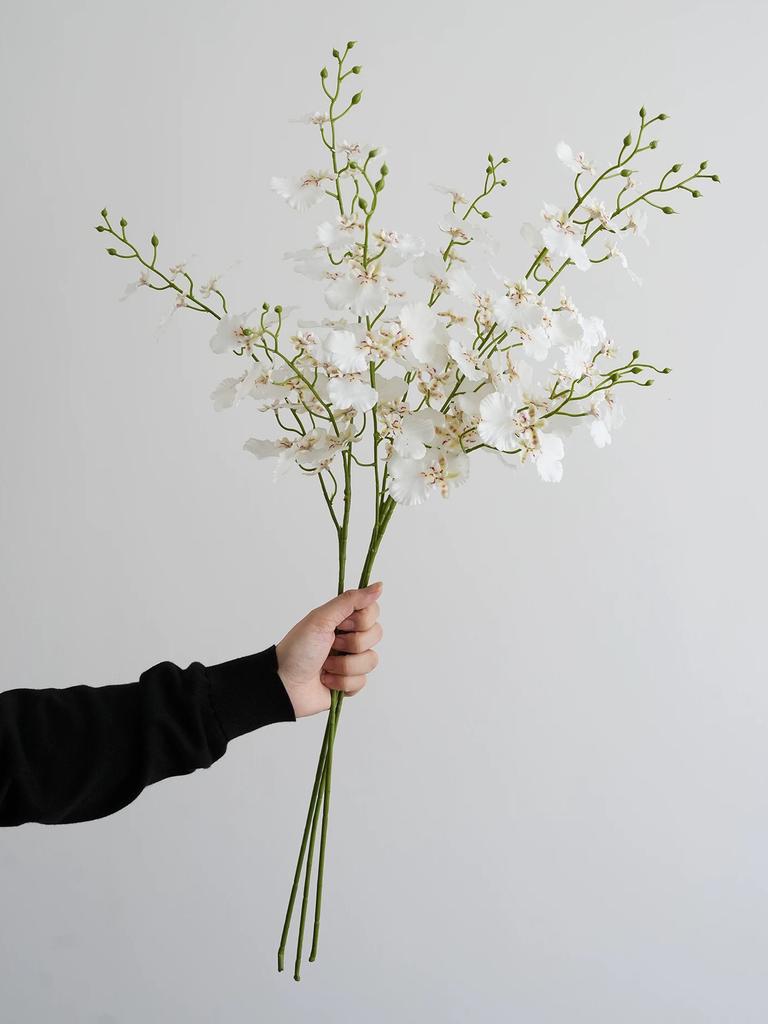 3PCS Realistic Dancing Lady Orchid Artificial Flowers Yellow Orchid Decor Home Modern Minimalist Chic Style Oncidium Orchid