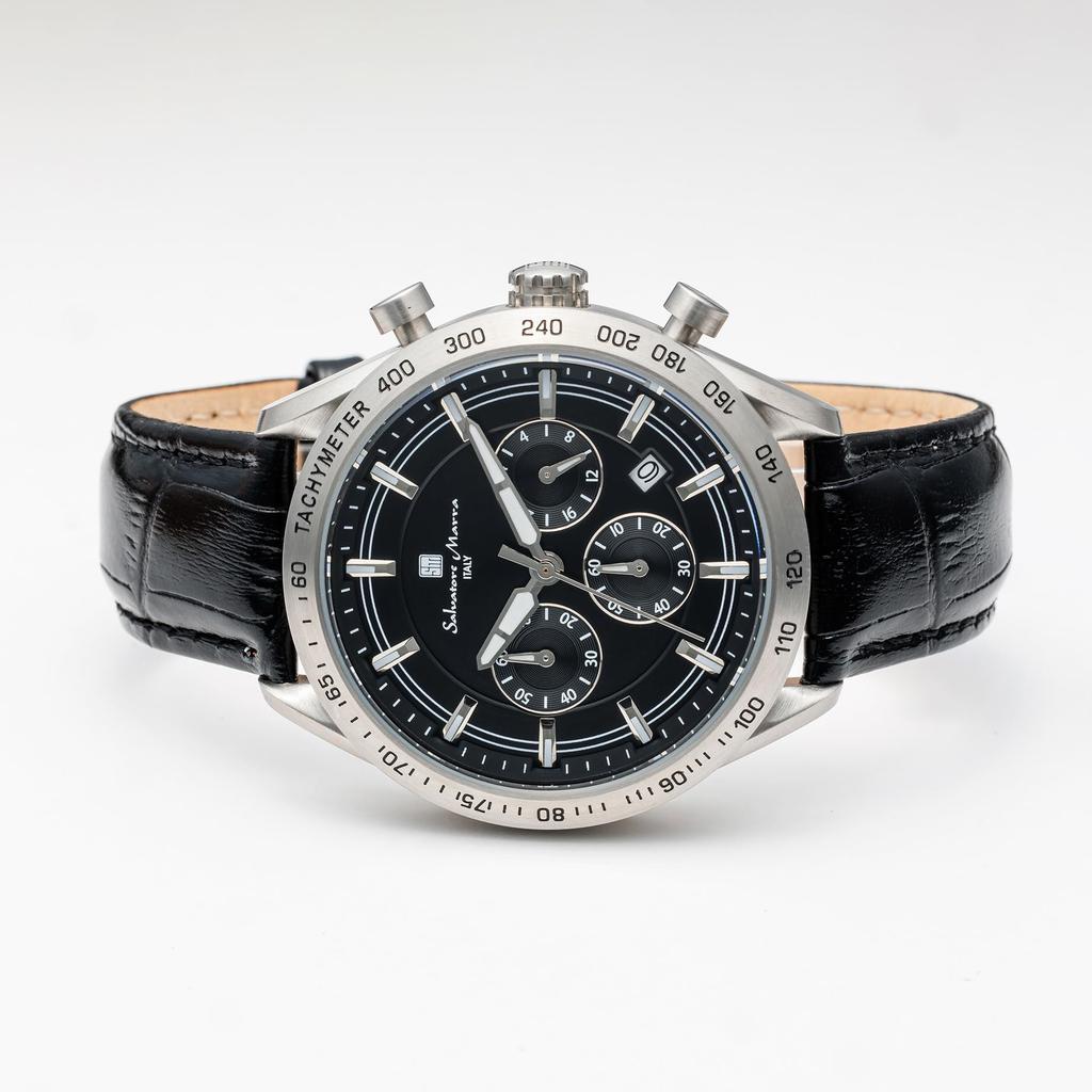 Часы Business Analog Chronograph Black Quartz с крестом для часов SSBK [Salvatore Marra] Мужские [Товар]
