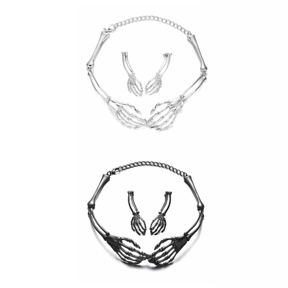 Хип-хоп цепи Ювелирный набор Скелет Хэллоуин Панк Ожерелье Серьги Праздничные аксессуары