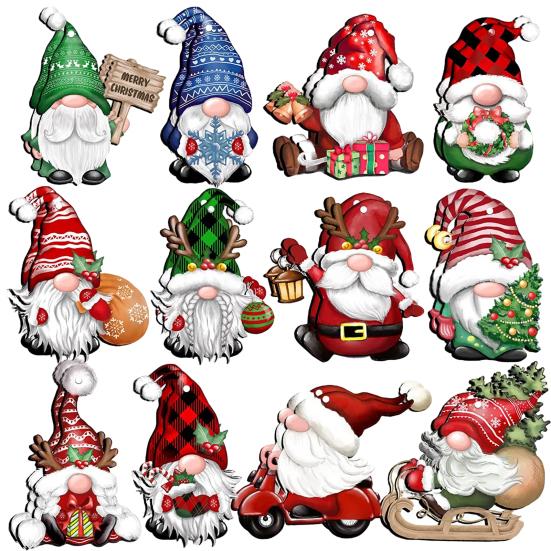 12/24Pcs Gnome Doll Pendants Lanyard with Merry No Fading Christmas Gnomes Decorations for Gifts