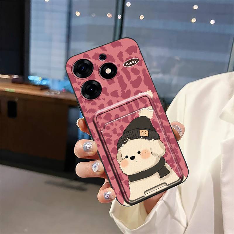 Card slot Anti-knock Phone Case For Tecno Spark 10 Pro/Ki7 Cartoon TPU Card sleeve Fashion Design Dirt-resistant Cute