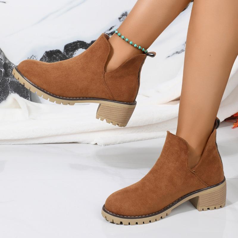 Fashion 2024 Autumn Winter New Women Ankle Boots Female Side High Heels Solid Color Shoes for Women Women's Footwear Botines Mujer