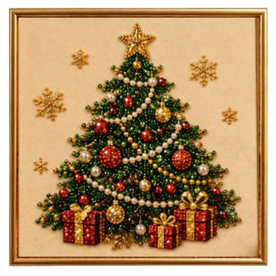 Sparkling 3D Painting Canvas DIY Christmas Faux Pearl Art Kit with Frame, Santa Stress Relief Crafting Activities Beads Craft for Adults Beginner,