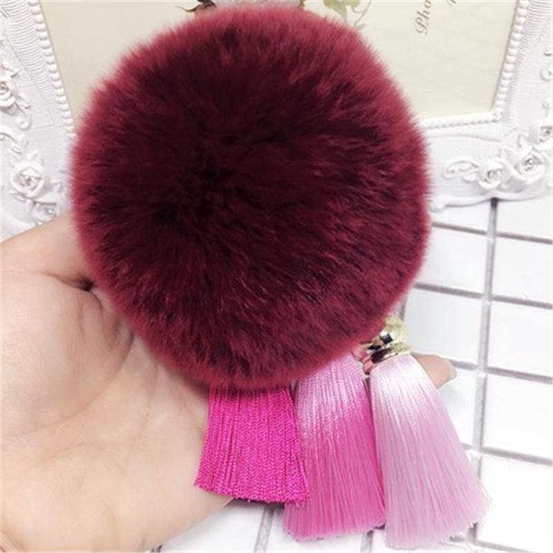 Cute Rabbit Fur Ball Keychain Tassel Pendant for Women Mobile Phone Case Car Ladies Bag Plush Pendant