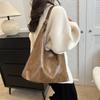 Solid Color Commuting Shoulder Bag Large Capacity Vintage Underarm Bag Soft Leather Tote Bag  Women