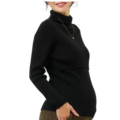 Кормящая зимняя длинная одежда для беременных и кормящих мам [Sweet Mommy] Одежда, топы, рукава, водолазка, одежда, [черный/M]