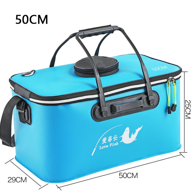 Foldable Wear-resistant Waterproof EVA Fishing Barrel Fishing Box Tools Box Optional Rechargeable Oxygen Pump 30cm/35cm/40cm/45cm/50cm Size Choices